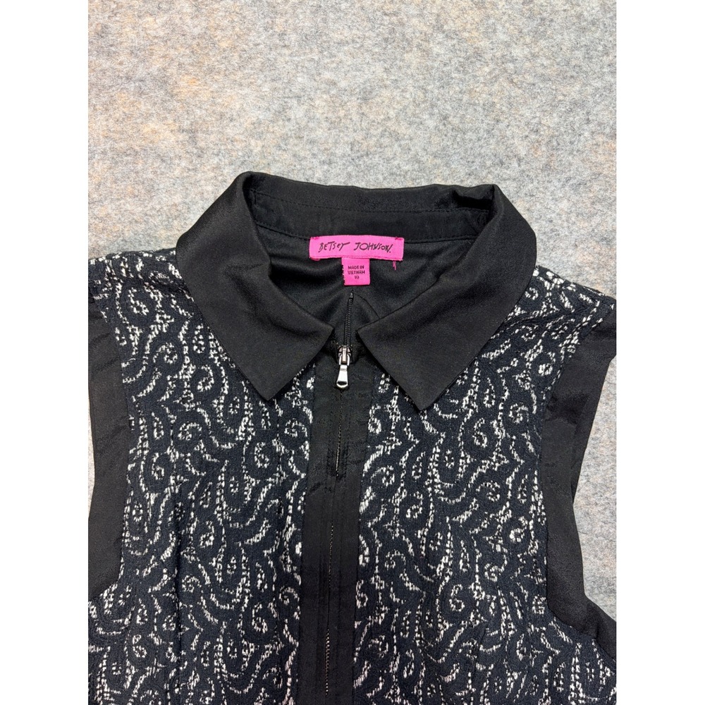 Betsey‎ Johnson Dress Size 10 Black Sleeveless Lace Zip Front Party Cocktail